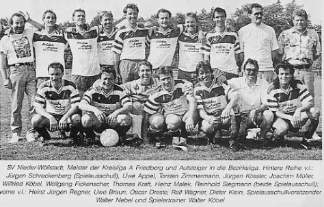Die Meistermannschaft 1992 der Kreisliga A mit dem Aufstieg in die Bezirksliga